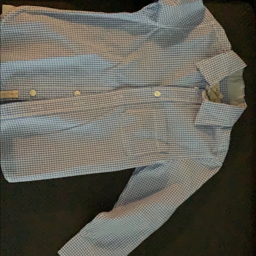 Blue and white boys button down